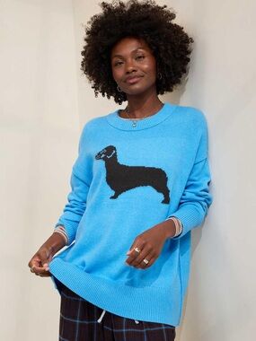 Aerie Blue Dachshund Sweater